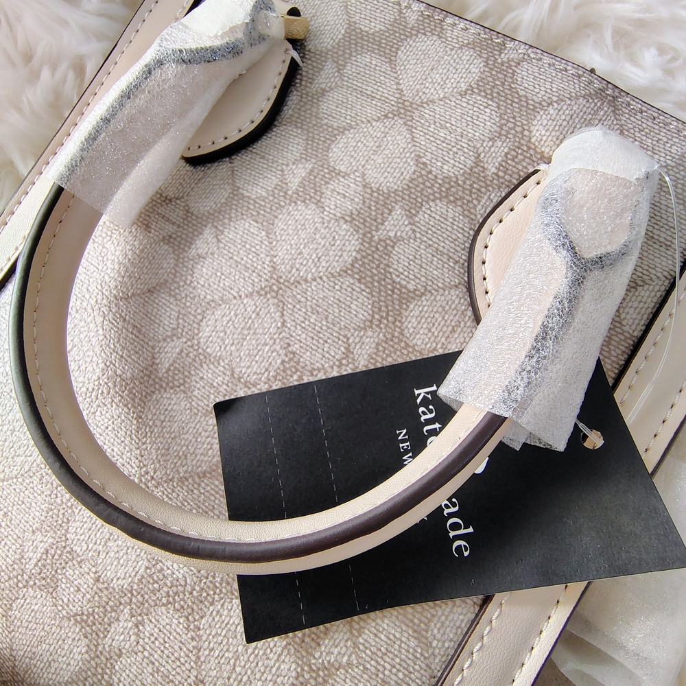 🤩Kate Spade Dark Beige and Cream Signature Spade Flower Mini Tote NWT🤩 - Picture 14 of 17